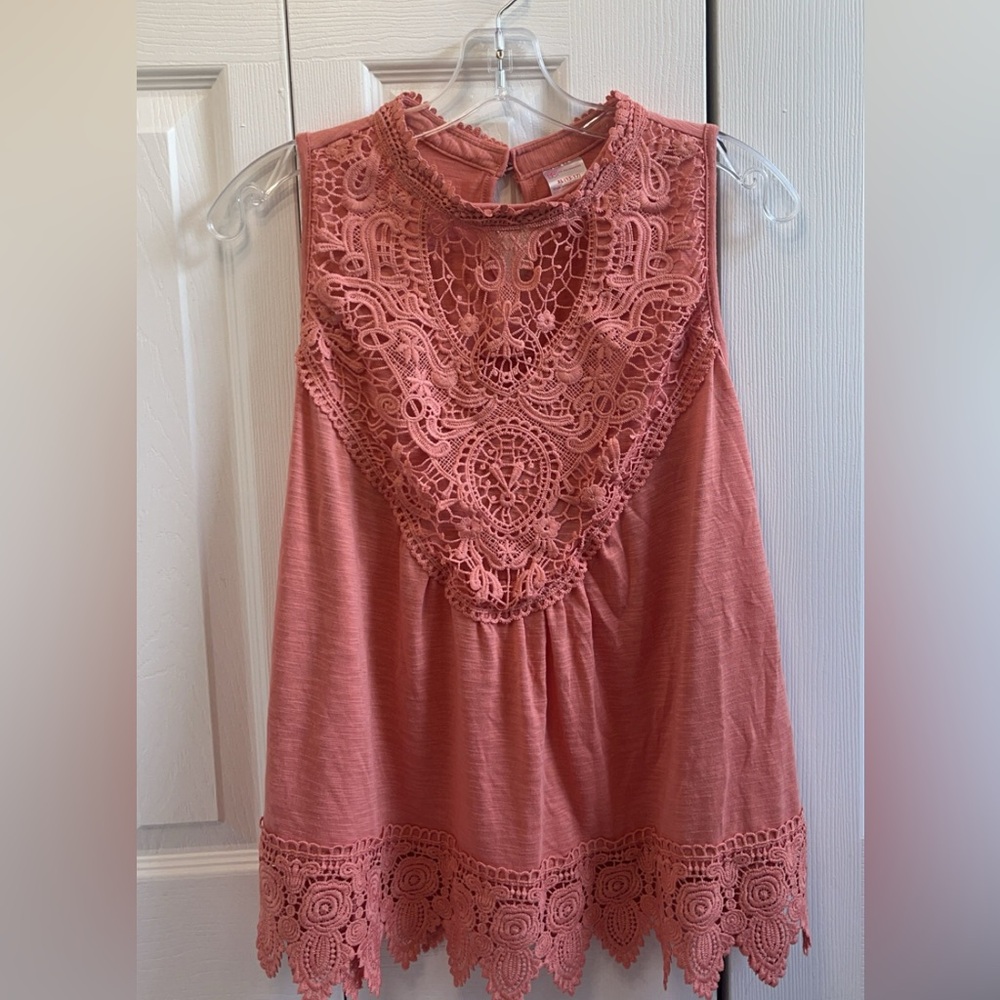 No Boundaries Coral Lace Top